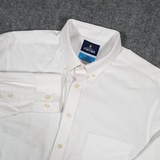 Stafford Coolmax Button Down Shirt 16-16.5 Mens White Regular Fit Long Sleeve
