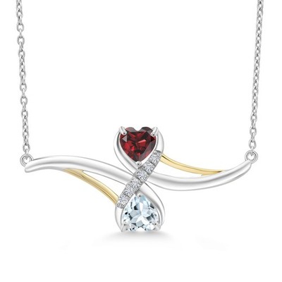 1.08 Ct Garnet Aquamarine 925 Silver and 10K Yellow Gold Lab Grown Diamond