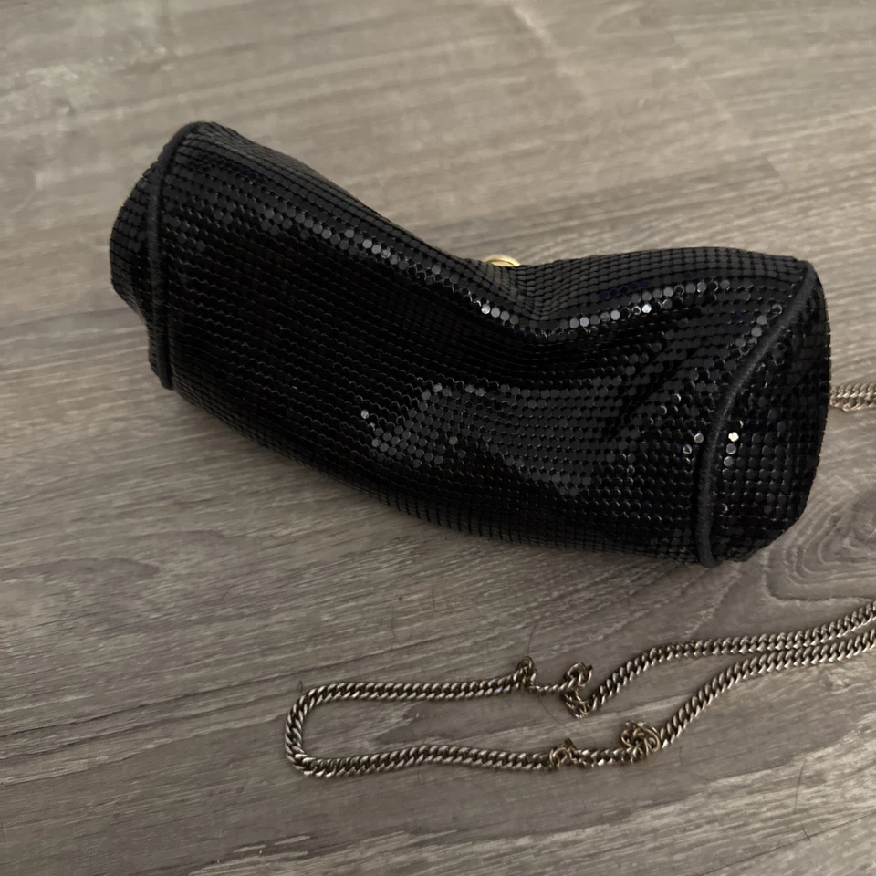 Whiting and Davis Mesh Metal Purse Black Small Evening Bag. Vintage - Image 3 of 4