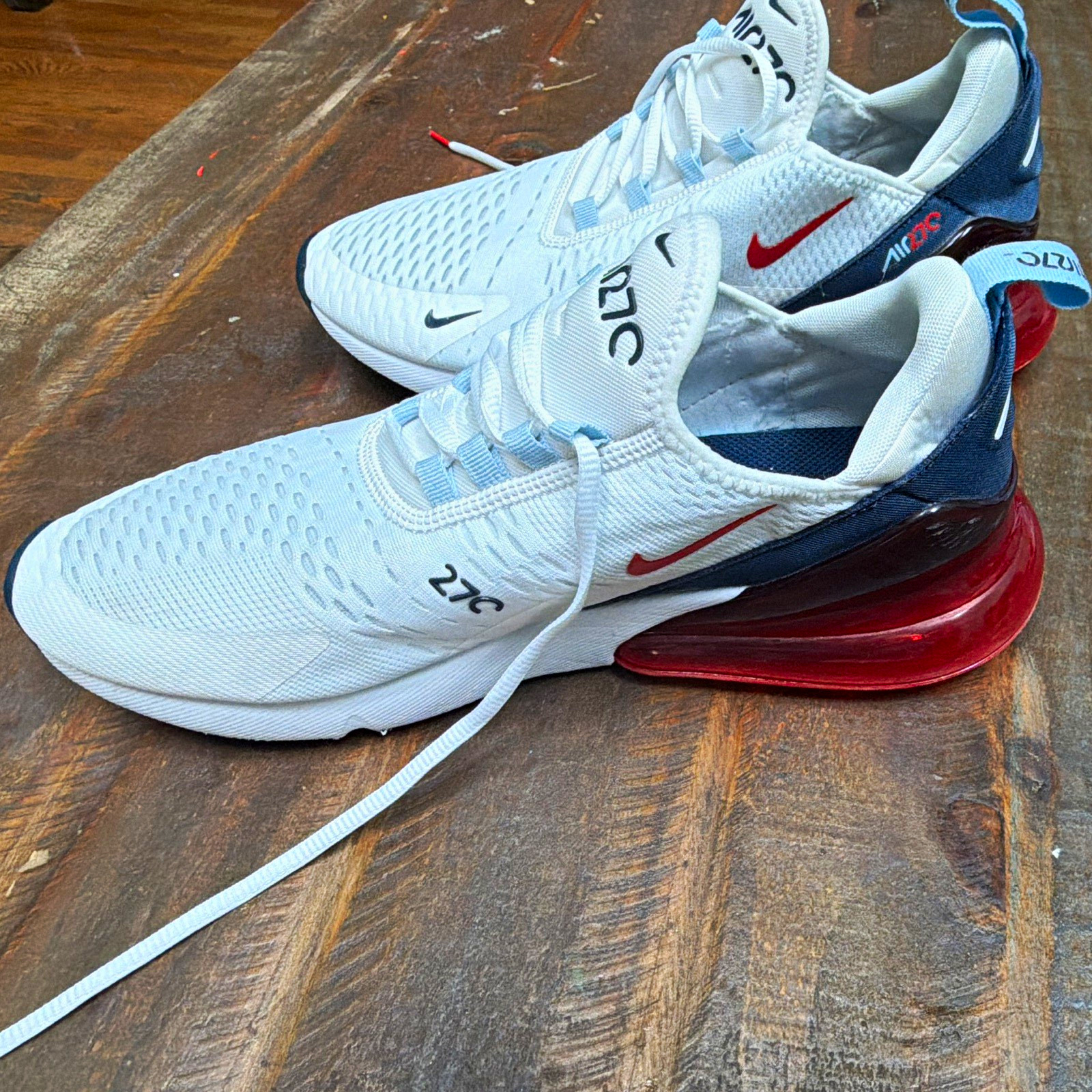 Nike Air Max 270 USA Men’s Low Top Lace Up Sneakers White/Navy/Red DJ5172-100