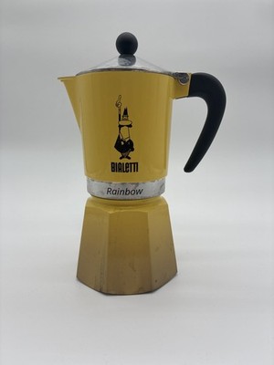 Bialetti Rainbow Yellow Stovetop 6 Cup Moka Espresso Coffee Maker Aluminum 9 in