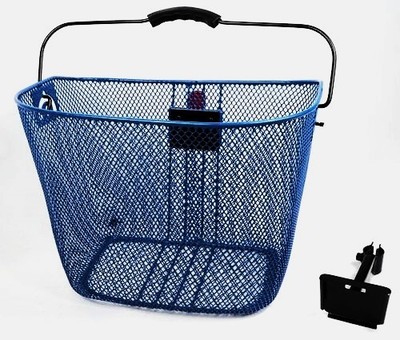Fahrrad Lenkerkorb Fahrradkorb blau Fronthalterung inkl. Adapter schwarzer Bügel