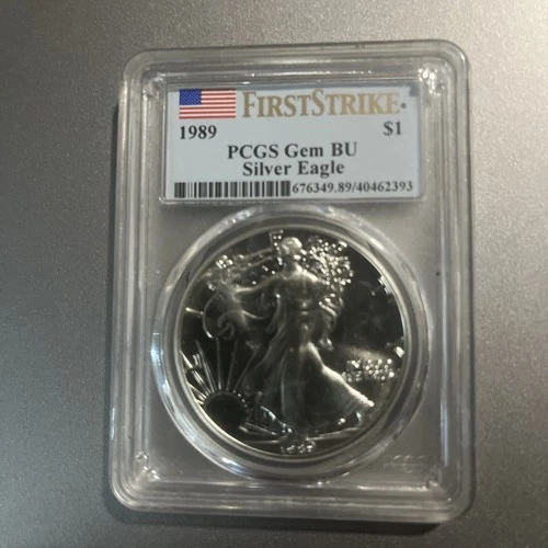 1989 Silver Eagle PCGS Gem BU First Strike Label $1