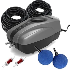 Pond Aerator Pump Pond Aeration Kit with Check Valves Air Stones Airline Tubi...