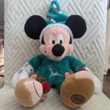 Mickey Mouse Disney Store Exclusive Plush 14 Green PJ Sleeper Reindeer Slippers