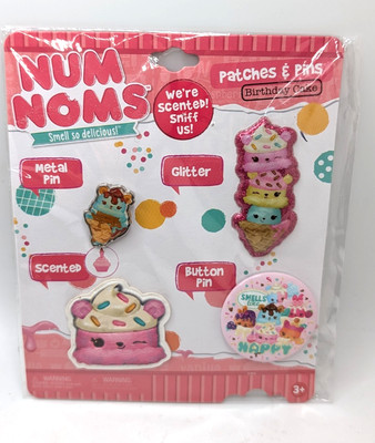 NEW Num Noms Patches & Pins Birthday Cake Set Scented Smell So Delicious