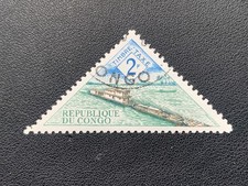 REPUBLIQUE DU CONGO TRIANGLE TETE BECHE 2F TRANSPORT TUG BOAT - FINE USED