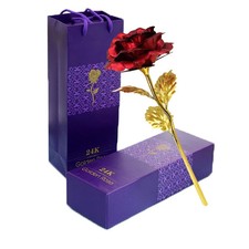 24K Forever Rose Red Rose Gold Dipped Rose 24K Rose Flower with Gift Box and