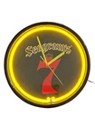 Vintage Seagram's 7 Neon Bar Sign 15" Wall Clock Florescent Man Cave - READ