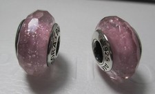One Piece Fascinating Pink Shimmer Pandora Murano Glass Charm S925 Ale Silver
