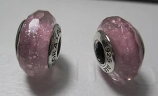 One Piece Fascinating Pink Shimmer Pandora Murano Glass Charm S925 Ale Silver