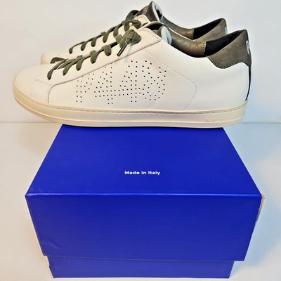 P448 Men's Sneakers. Size 43. F22JOHN-M. Made In Italy. Cream/Olive.