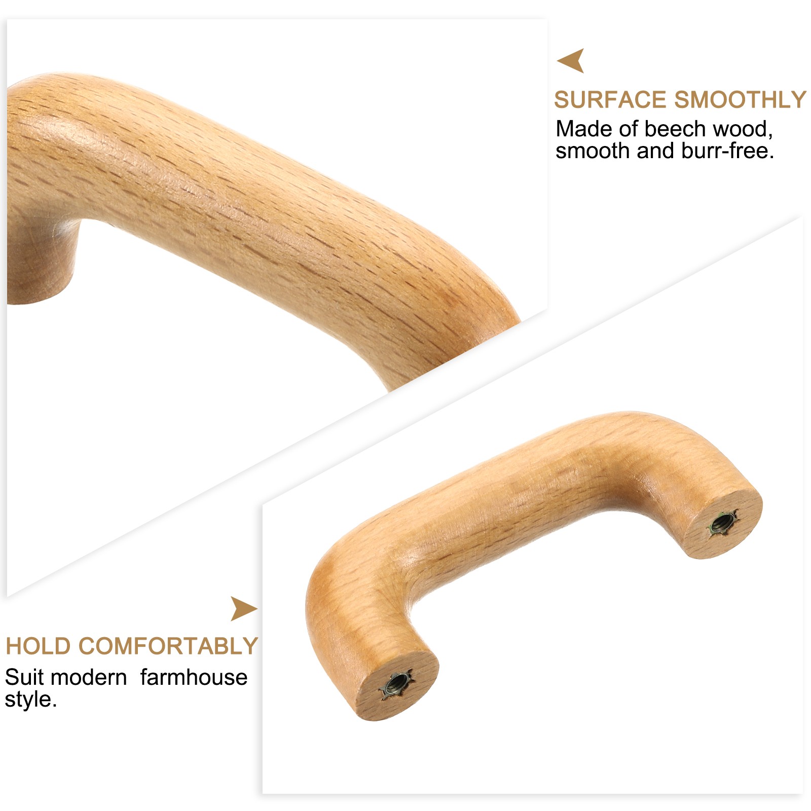 10Pcs Wood 2.52" Hole Spacing Cabinets Drawer Knob Pulls Handles