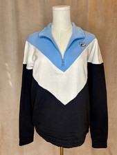 Fila Colorblock 1/4 Zip Sweatshirt Blue White Black Size M NWOT Retro Athletic