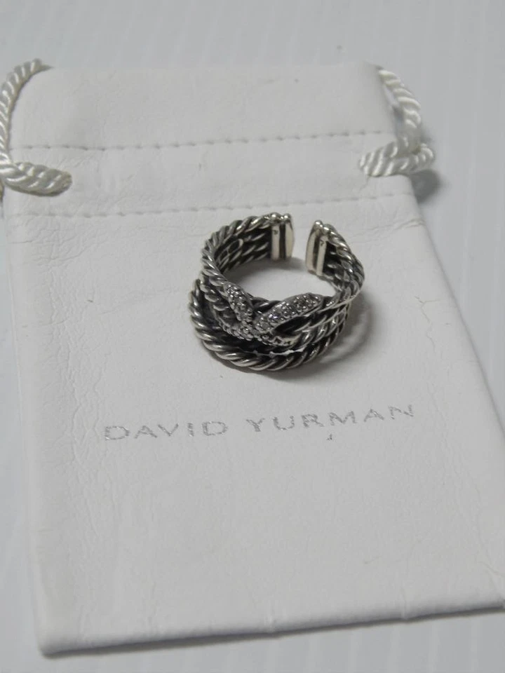 ANILLO DE DIAMANTES DE PLATA ESTERLINA DAVID YURMAN + BOLSA - talla 6 1/2 - ¡REGALO EXTRA BONITO! Foto 2 de 4