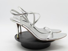 Nine West Strappy Heel Sandals Shoes Womens 8M Silver Open Toe Dress Evening