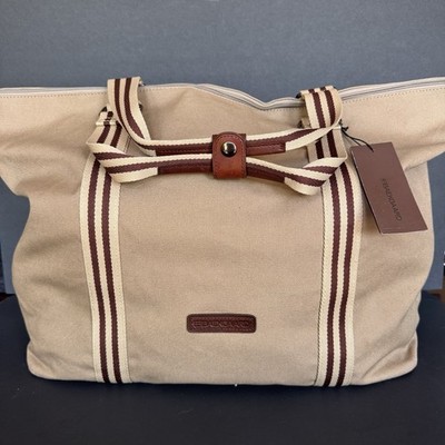 Baekgaard Tom Zipper Tote in Desert Tan Canvas with Italian Leather NWT