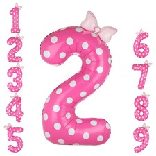 40 Inch Pink Number 2 Foil Balloon Big Mylar Bow Balloons Giant Birthday Deco...