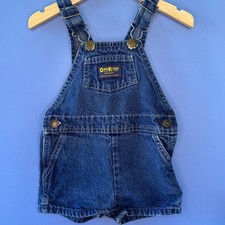 Vintage OshKosh B'Gosh Vestbak Denim Shortalls Made in USA 24 Months Nice Cond