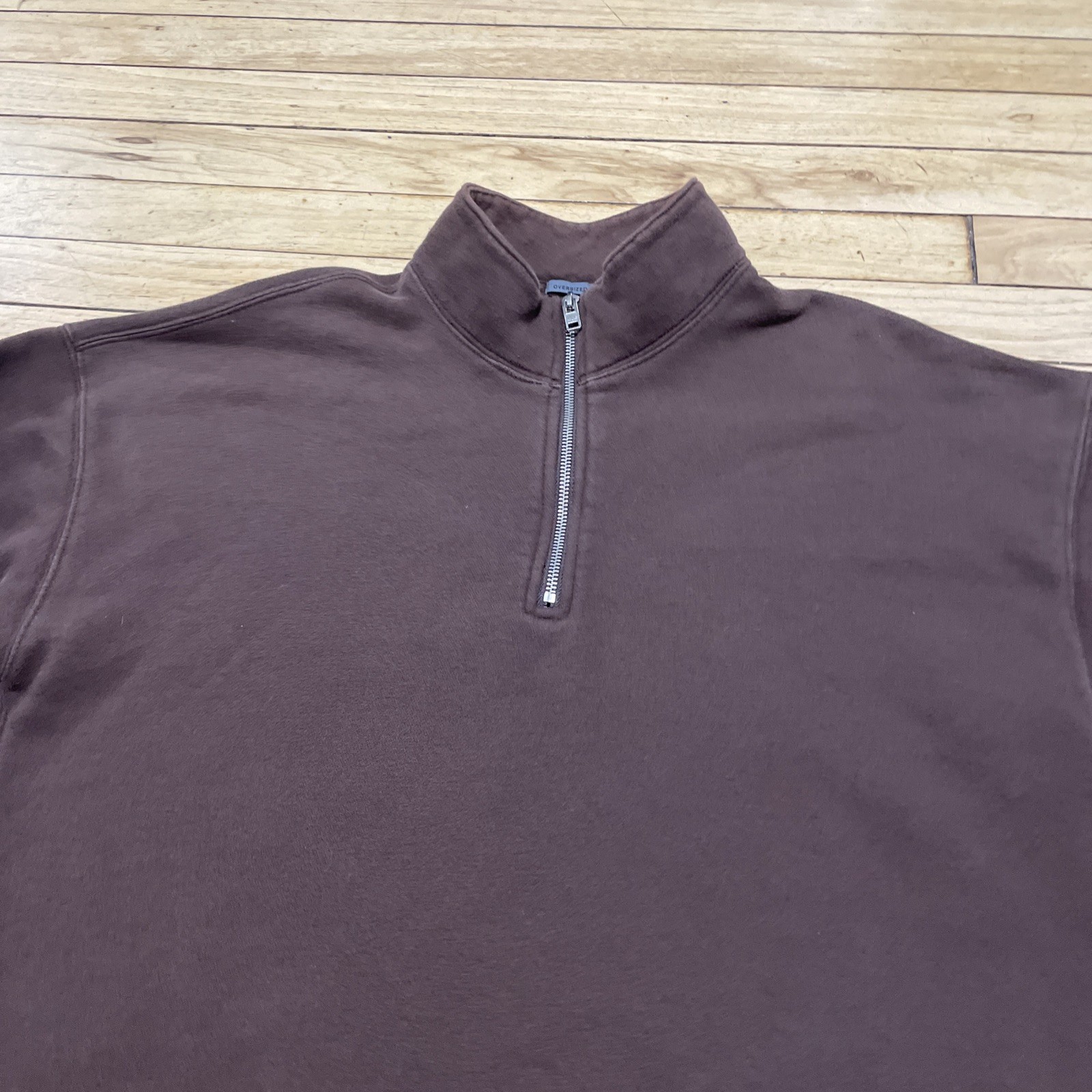 Abercrombie & Fitch 1/4 Zip Pullover Men S Oversized Brown Soft A&F Essentials thumbnail 19