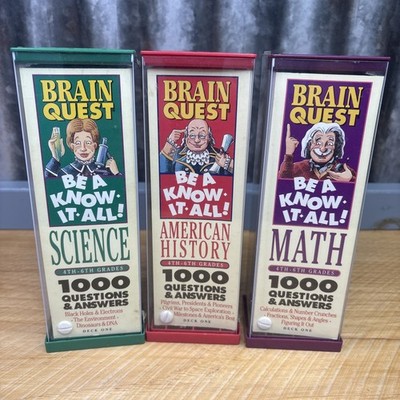 3 VTG Brain Quest Decks Grade 4-6 Know It All Science Math American History