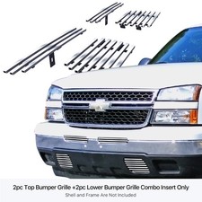 For 2003-2006 Chevy Silverado 150007 Classic Billet Front Grille Insert Combo