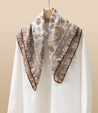 70 Cashmere 30 Silk Bandana Scarf Shape cashew Print 26'' Neckerchief Wrap new