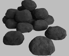 Ceramic Gas Fire Coals 20 Large Cast Black Replacement Living Flame LPG