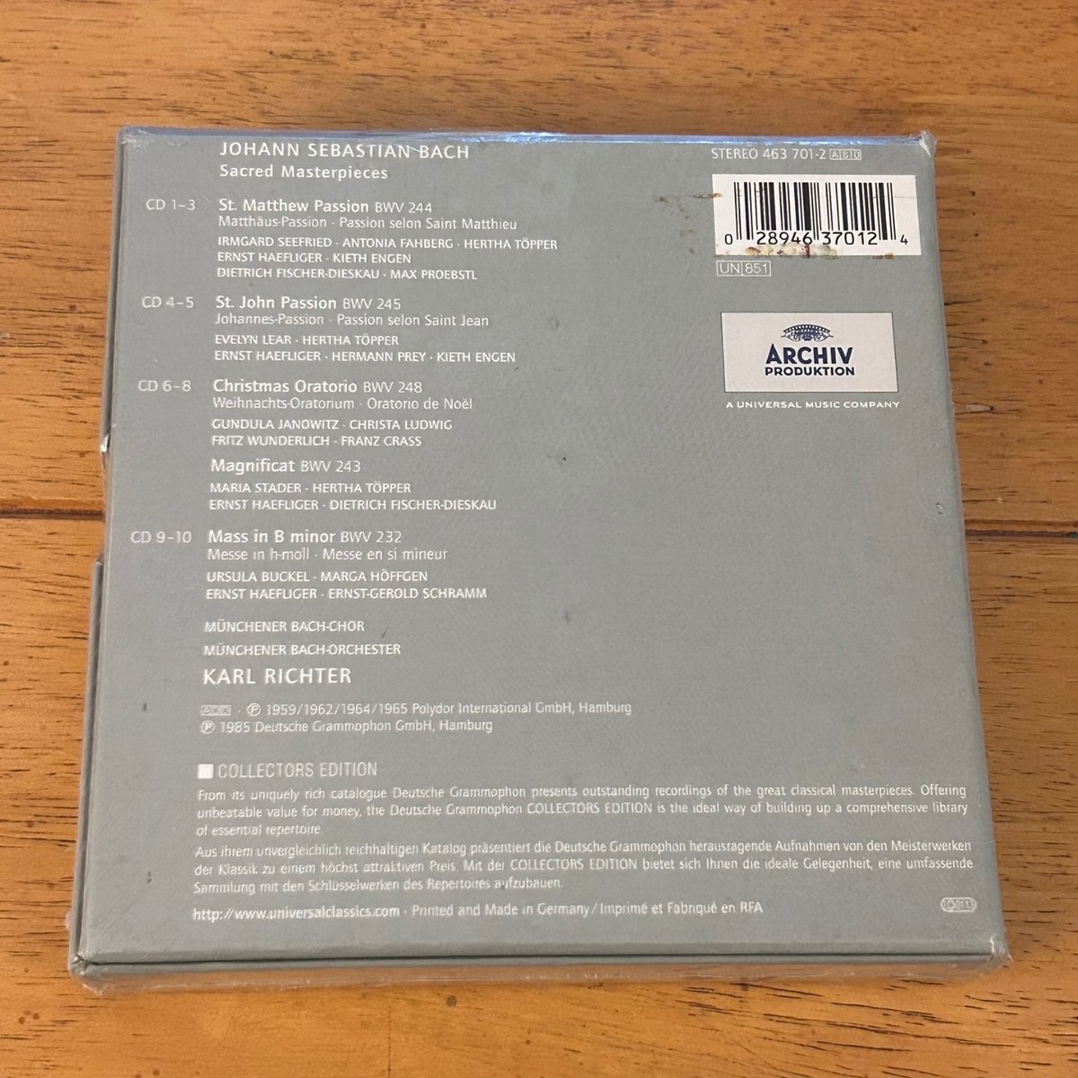 【中古】「非常に良い」［CD］Karl Richter - Revealing Bach Karl Richter Revealing Bach - Sealed Italian Cd single boxset