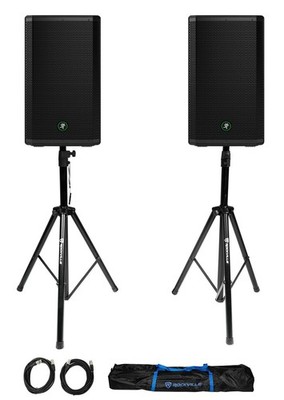 (2) Mackie Thrash212 12'' 1300W Powered Active DJ PA Speakers+Stands Thrash 212