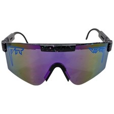 Pit Viper Sunglasses Purple Gold Lense Shield Black Spray Frame Rainbow