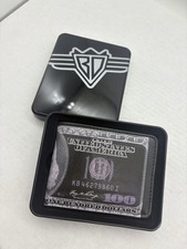  100 Dollar Bill Print Men's Genuine Leather Bifold Novelty Wallet