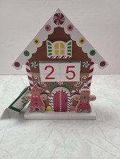 Gingerbread House Countdown to Christmas Wooden Tabletop Decor Lights Up