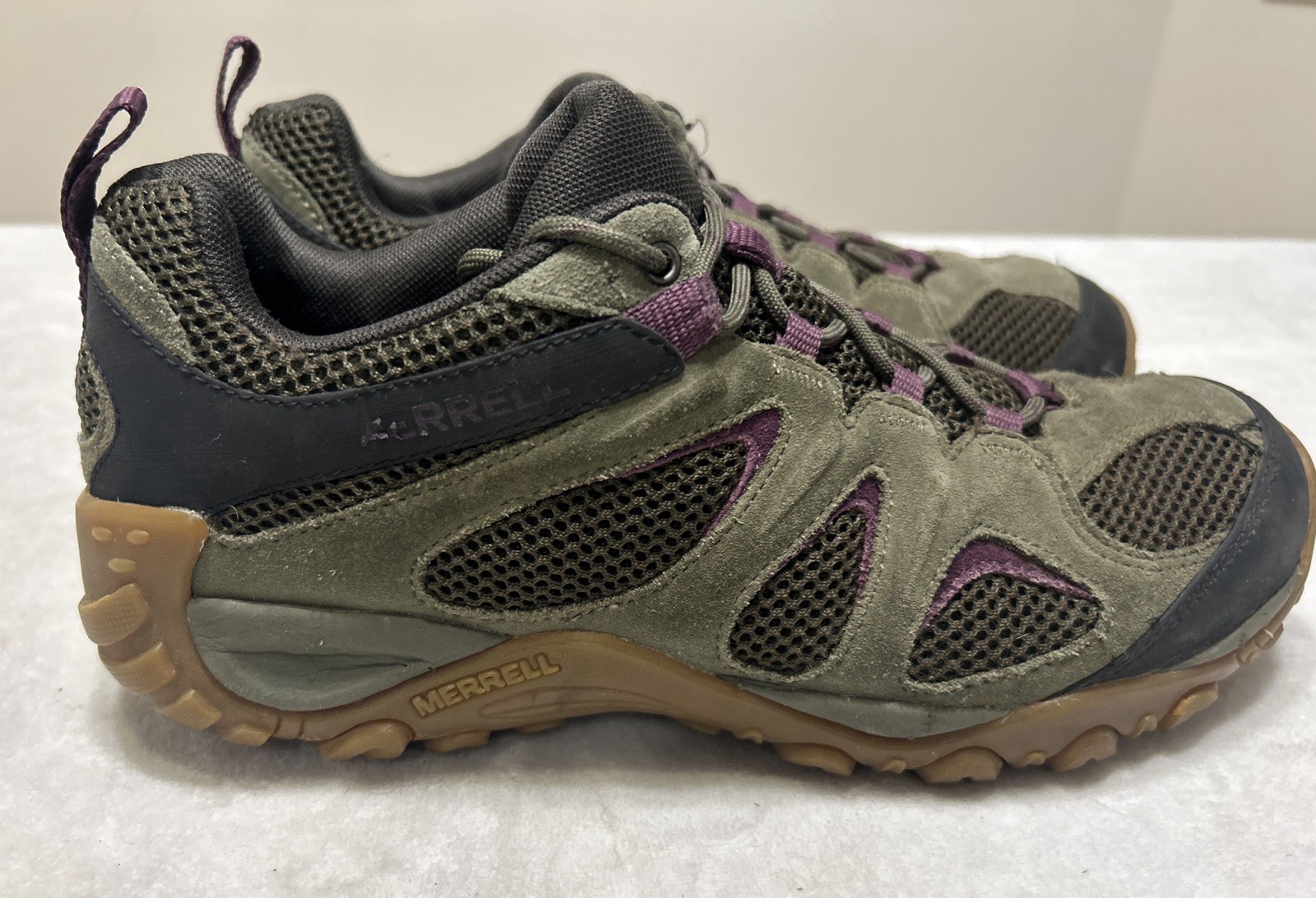 Merrell Shoes Women’s Size 9.5 Green Purple Hiking Trail Running Outdoor Lace Up