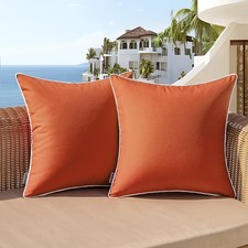 Set of 2 Fall Outdoor Waterproof Pillow Covers 18x18 Inch Burnt Brick Decorative