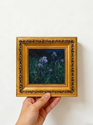 Lila Iris Nachtblüte Cluster Blume Original Ölgemälde individuell vom Foto