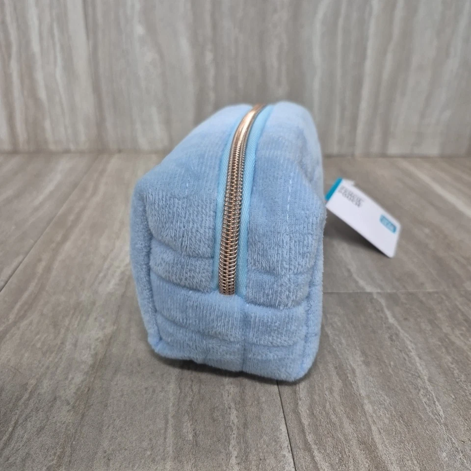 Bolsa de lápiz de felpa acolchada para bolígrafo + engranaje azul claro oro rosa cremallera muy suave Foto 3 de 4