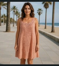 Free People Peach Miles of Lace Dress