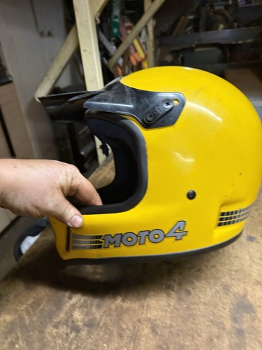 Vintage Bell MOTO 4 Yellow Motorcycle Motocross Safety Racing Helmet Visor USA - Picture 4 of 20