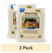 (2 Pack)  Wrap-N-Zap Quilting Batting, Off-White 45" X 36" Precut Package