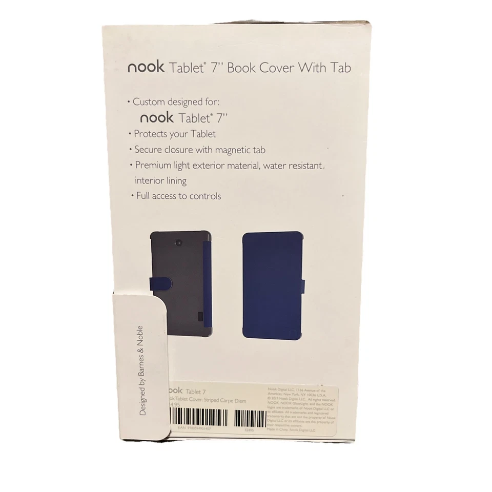 Nook Tablet 7 Book Cover Blue and Yellow Striped Carpe Diem Brand New - Image 3 of 4