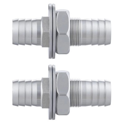 3/8'' Hose Barb Thru-Bulk Bulkhead Fitting304 Stainless Steel Straight Hex Uni