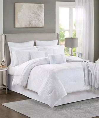 JLA Home 14-Piece Monroe White Jacquard  King Comforter Set