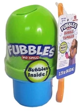 Fubbles No-Spill Tumbler Little Kids Bubble Solution & Wand Green & Blue (T176)