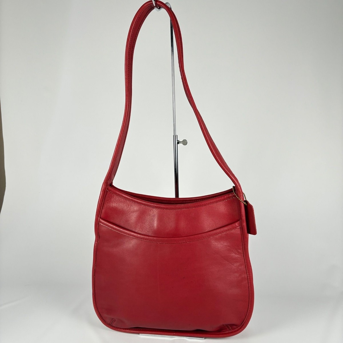 Vintage Old Coach 9047 Red Leather Ergo Bag Womens Handbag Purse