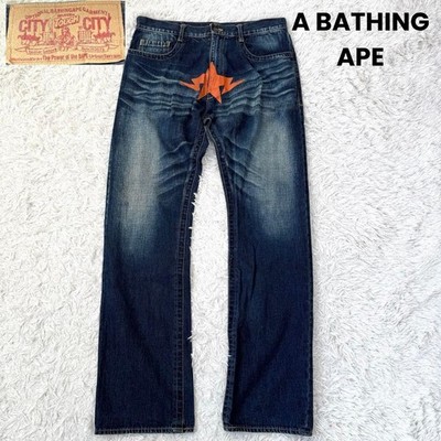 A BATHING APE BAPE デニムパンツ インディゴ A Bathing Ape BAPE Denim Pants L Indigo Camouflage NIGO Tag Rare