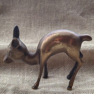 Messing Reh Hirsch Figur 12,5 cm MCM Wildlife Skulptur Mid Century Vintage