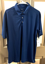 Nike Dri-FIT Vertical Mesh Polo Golf L SS Custom Embroidery Old Royal NWT