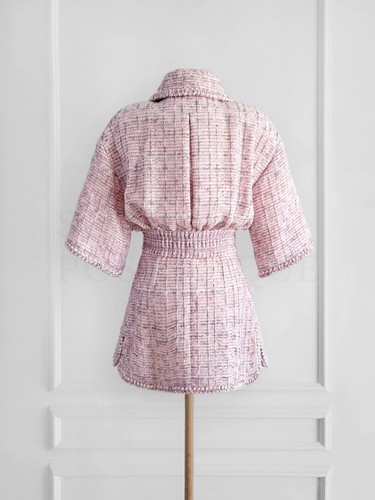 NWT CHANEL 19P PINK TWEED LONG JACKET DRESS FR38 - Picture 8 of 14