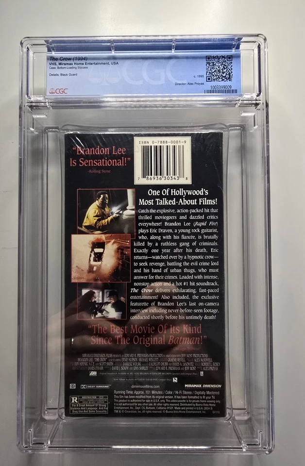 The Crow (VHS, 1994) New Sealed Graded CGC 9.4 A+ - Image 3 of 3